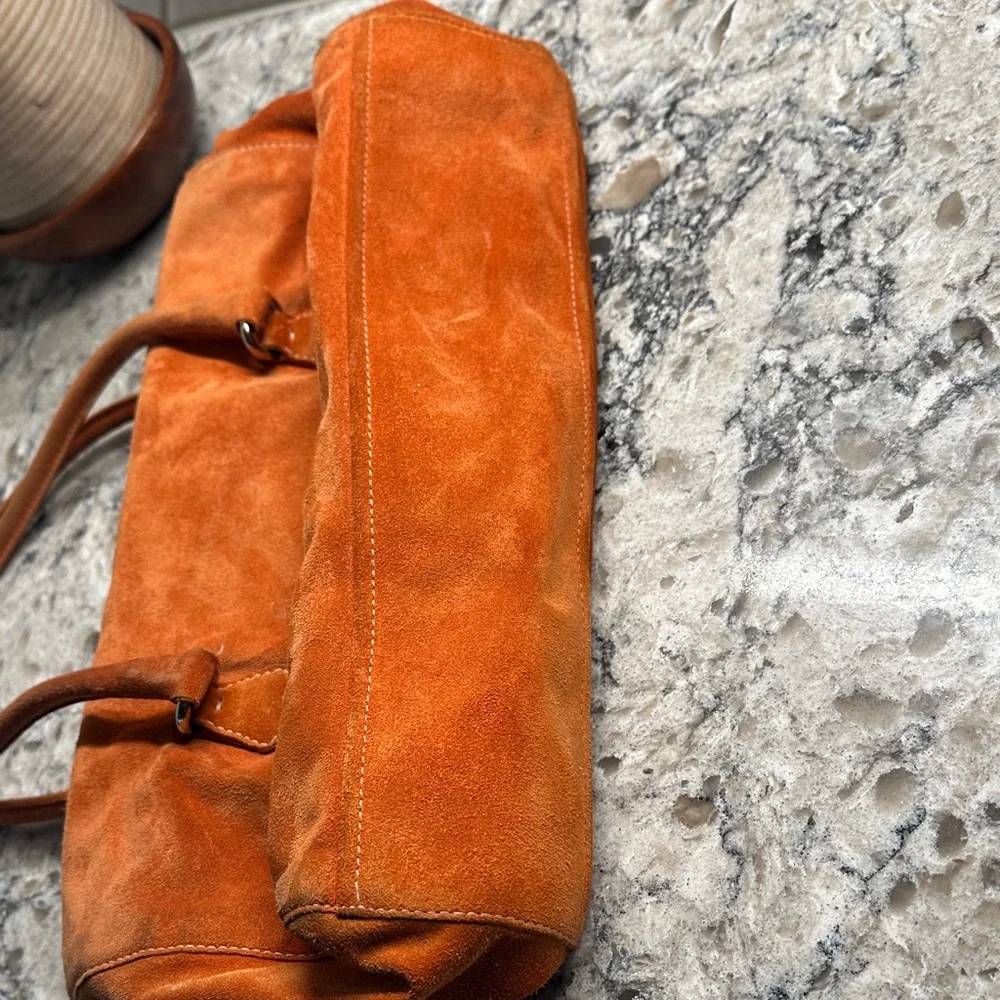 Prada Vibrant Orange Suede Shoulder Bag Vintage - Picture 4 of 12